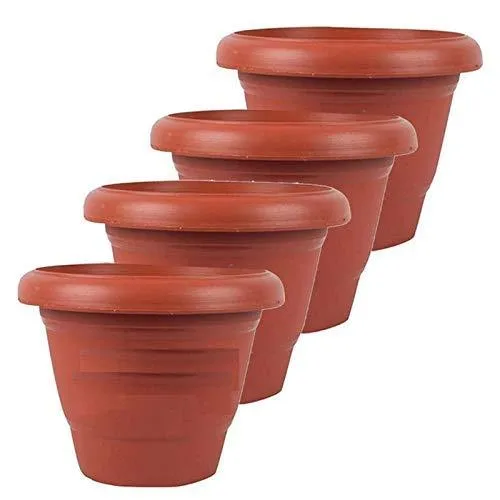 0822 Garden Heavy Plastic Planter Pot/Gamla  (Brown, Pack of 1)