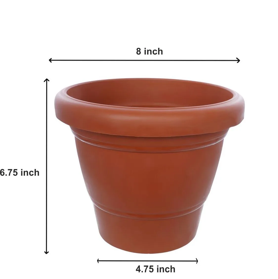 0838 Garden Heavy Plastic Planter Pot/Gamla 8 inch (Brown, Pack of 1,Medium )