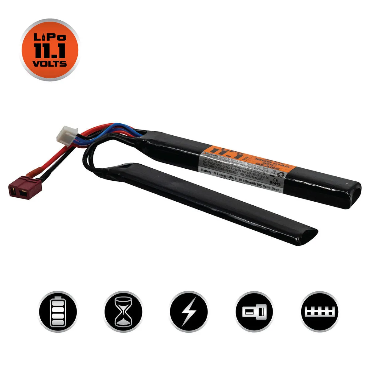 11.1v 1200mAh LiPo 30C Split Battery