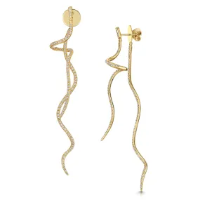 18ct Yellow Gold Stick and Swirl Diamond Drop Earrings 1.54ct