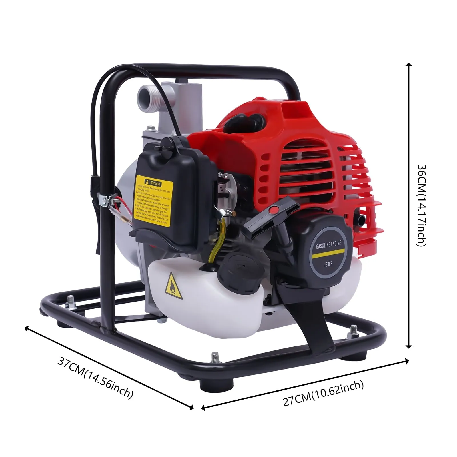 2-Stroke 2HP 1 inch 43cc Gasoline Water Pump, Gas Powered High Pressure Petrol Water Transfer Removal Pump with Air-Cooled Engine