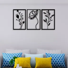 3 Piece Flower Set Metal Wall Art