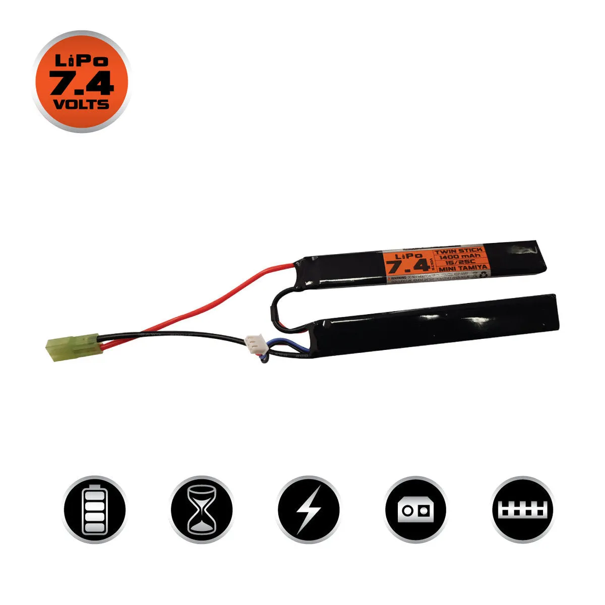 7.4v 1400mAh LiPo Twin Stick Battery