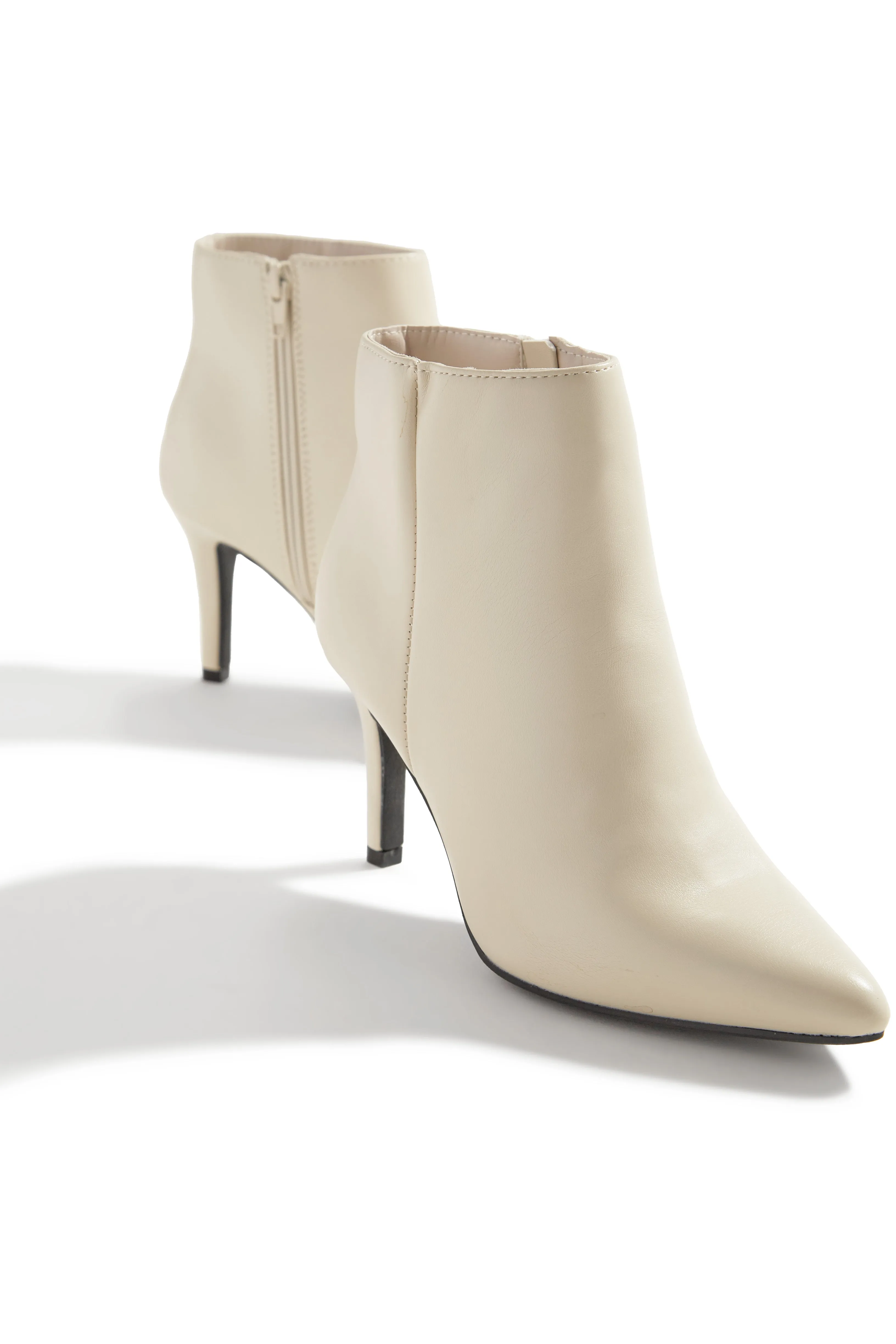 Alanah Mid Heel Ankle Boots - Bone