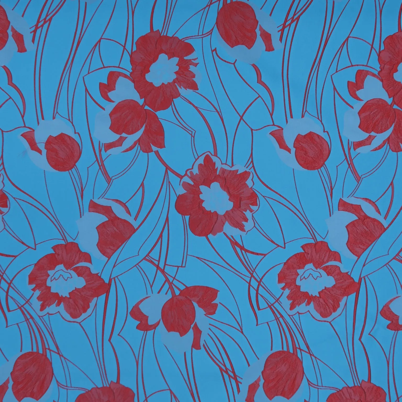 Aqua and Coral Floral Embossed Reversible Textured Jacquard Brocade Fabric