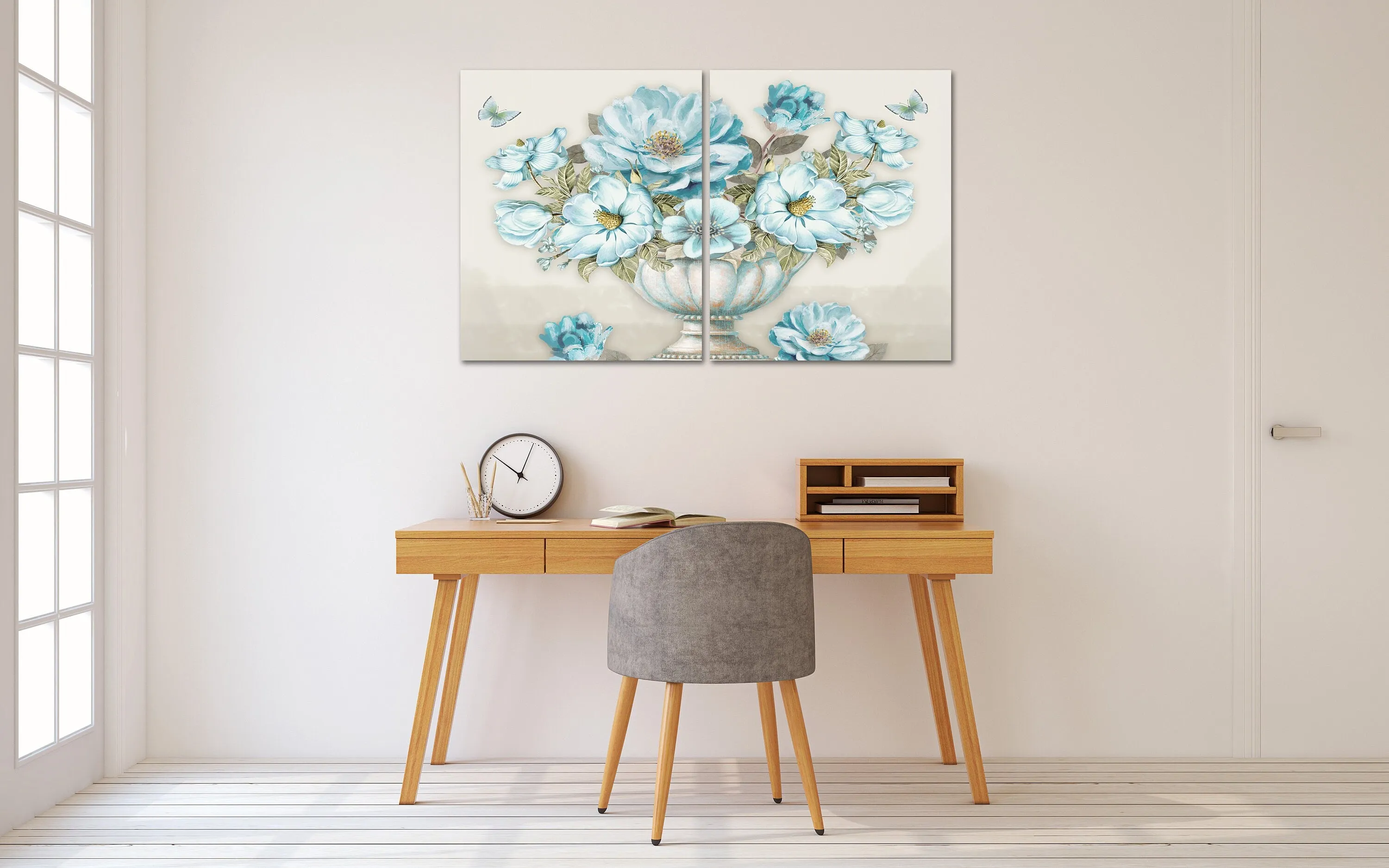 Art boho flowers wall art, botanical print canvas set flowers painting wide bathroom wall decor housewarming gift