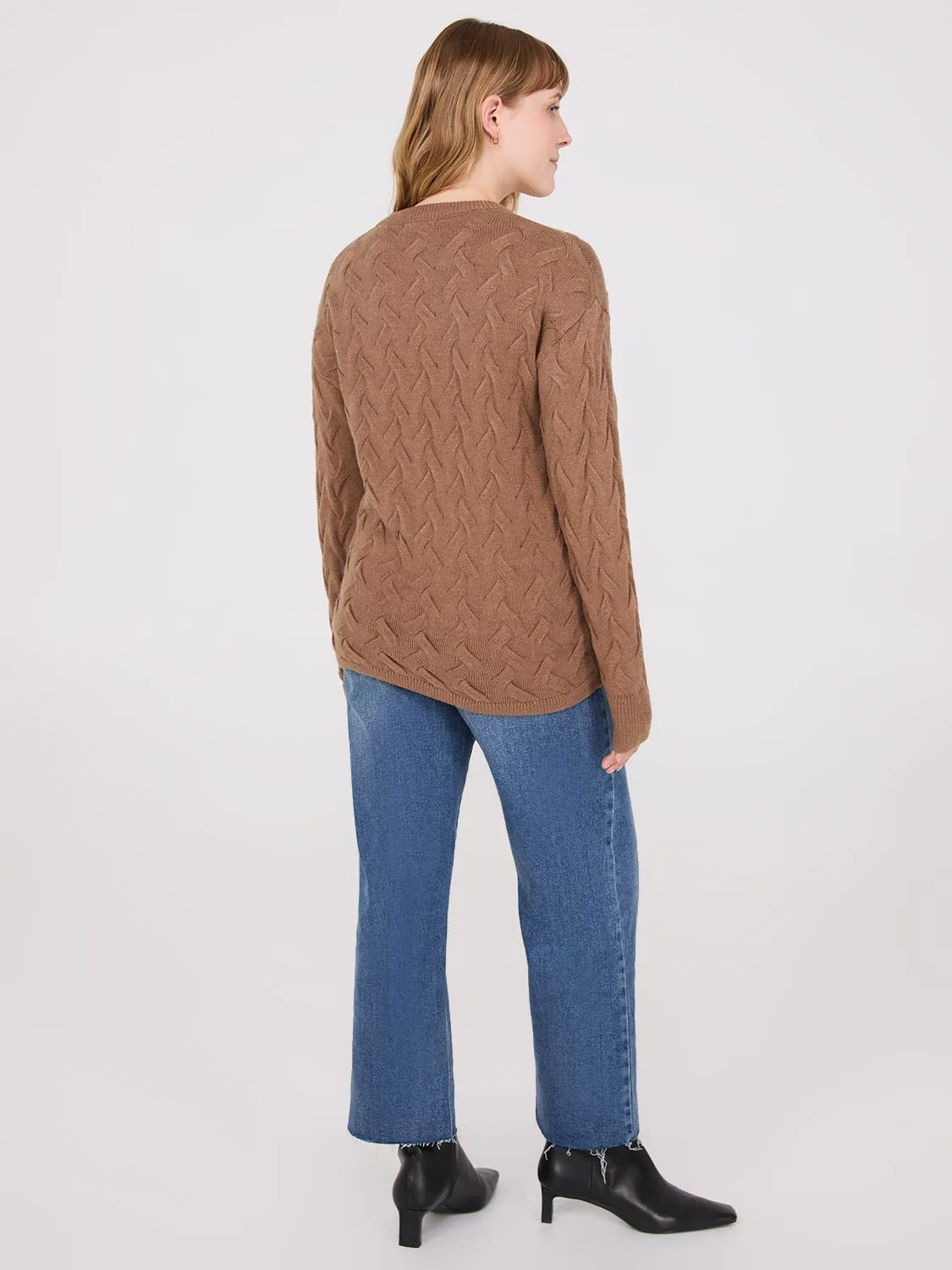 Basketweave Crew Neck Sweater