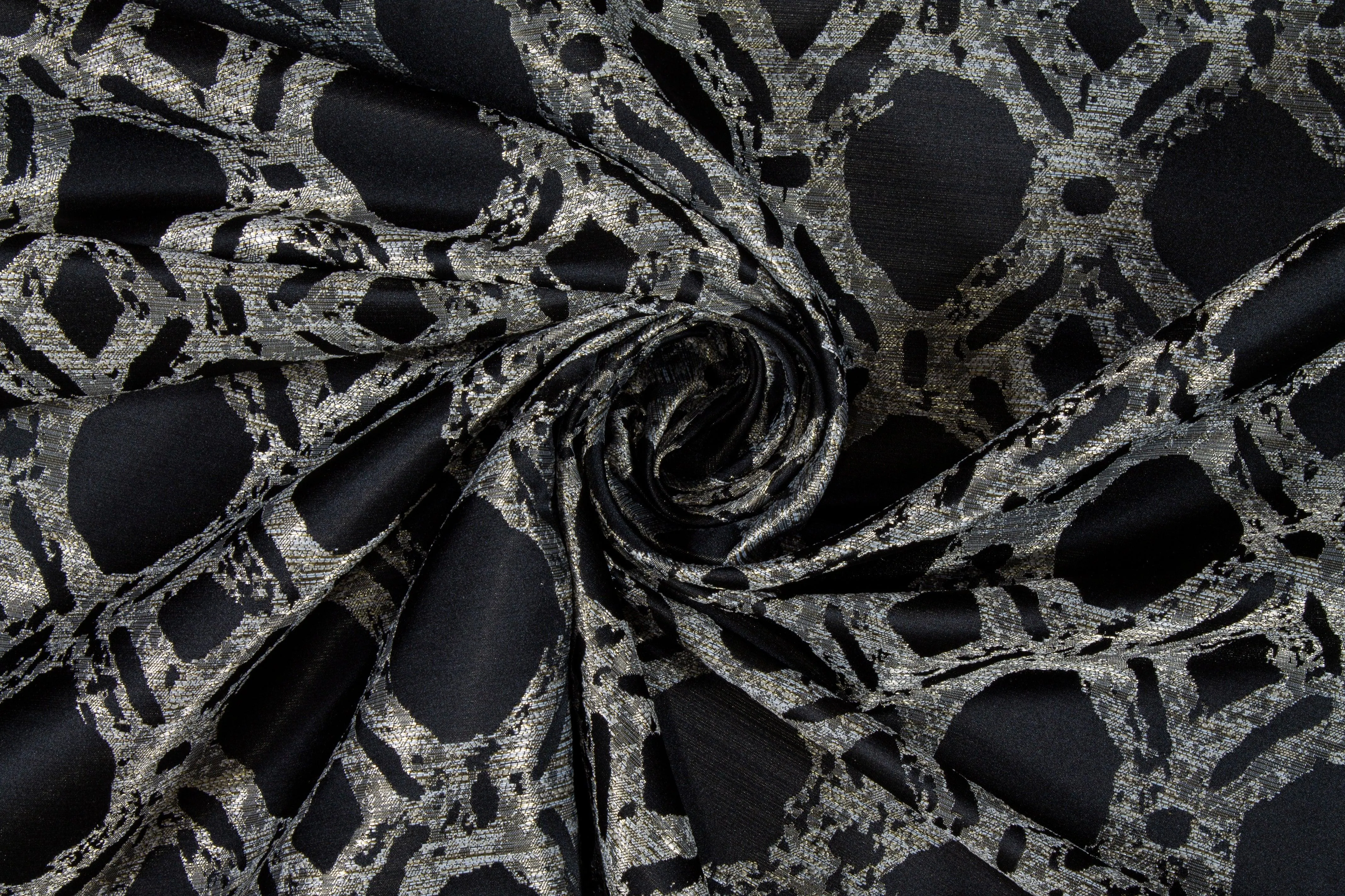 Black and Gray Abstract Metallic Brocade