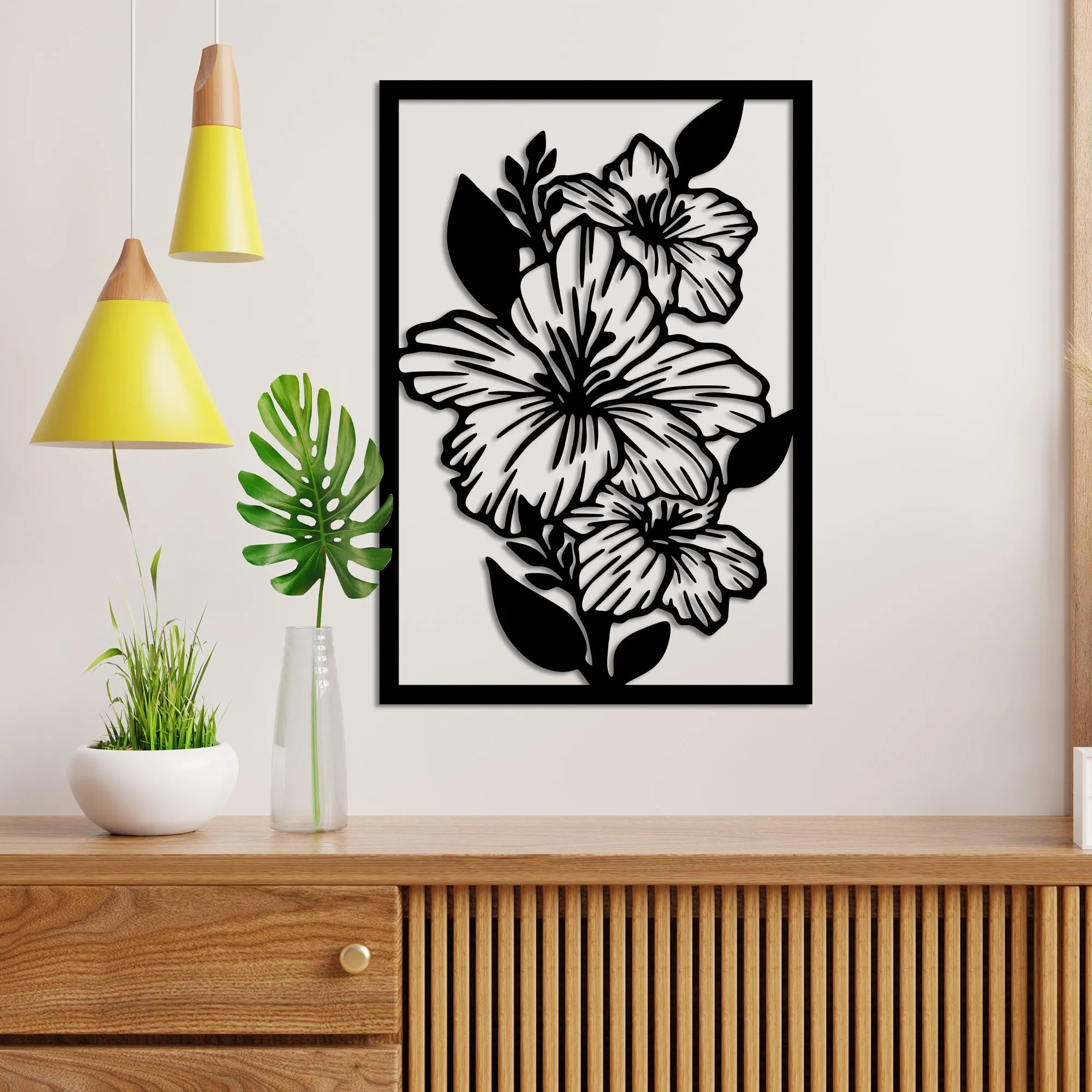 Black Dragon Flower Metal Wall Art