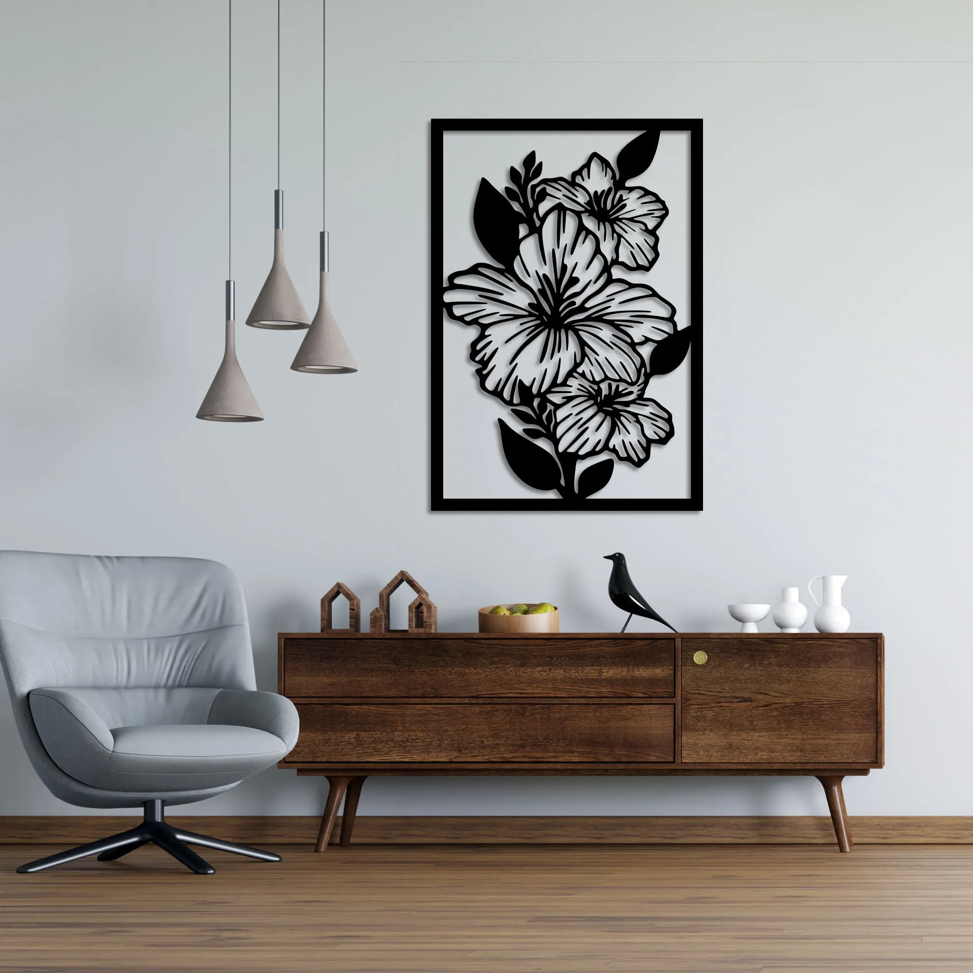 Black Dragon Flower Metal Wall Art