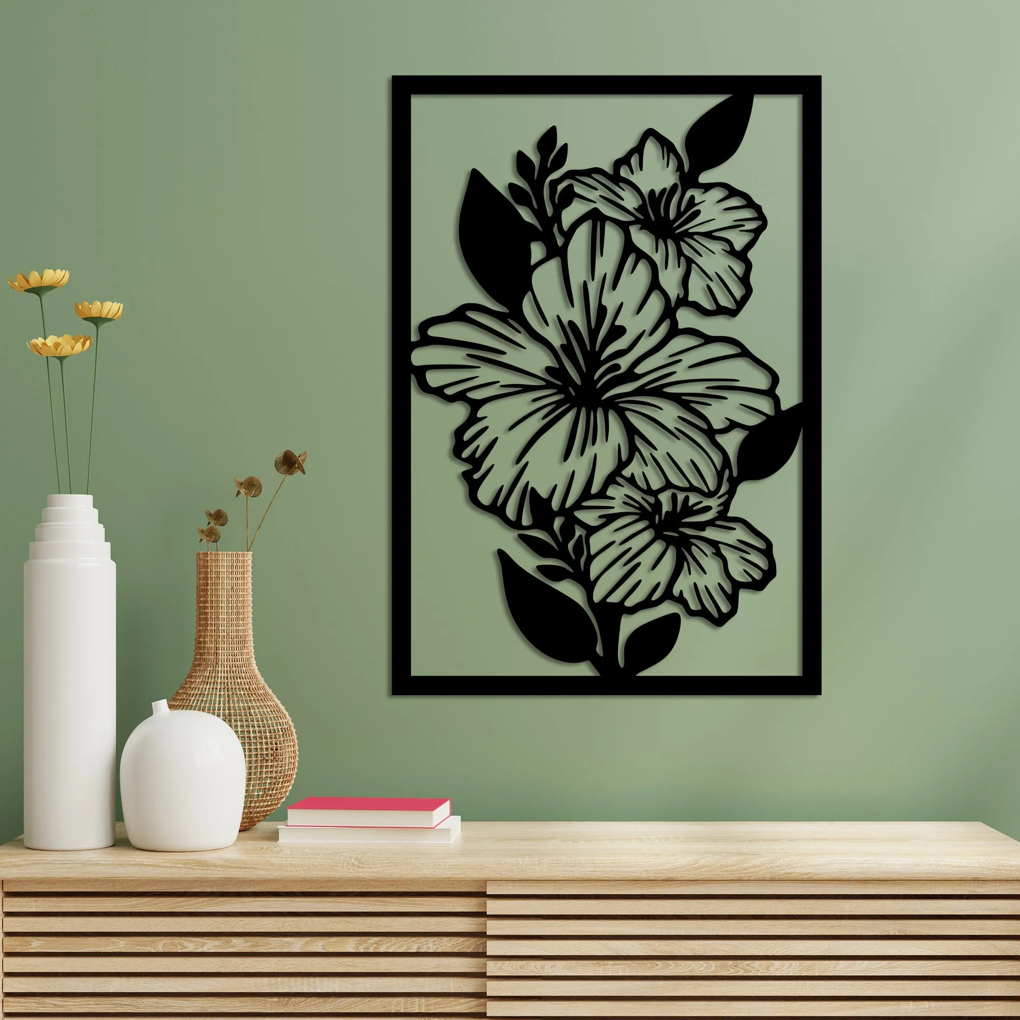 Black Dragon Flower Metal Wall Art