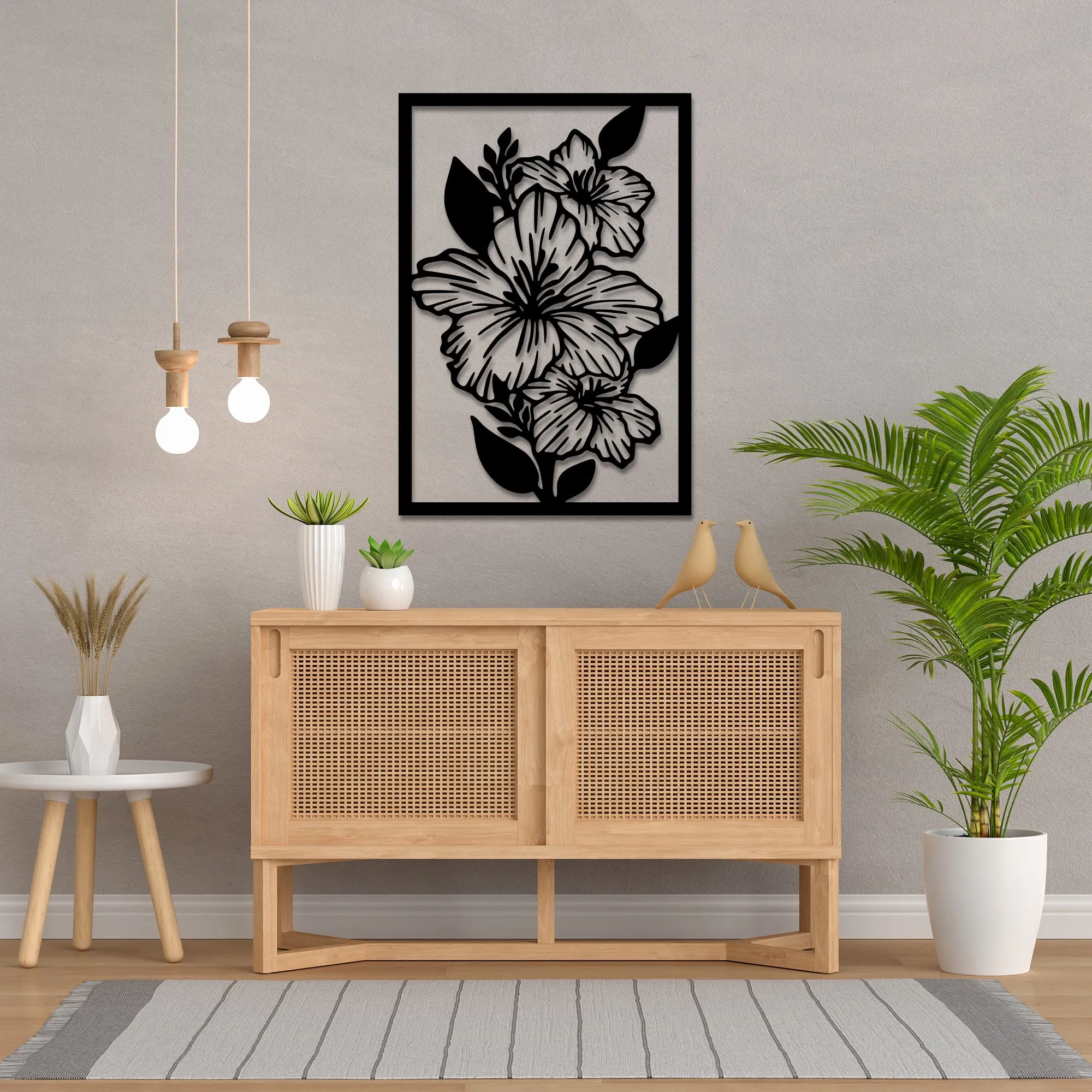 Black Dragon Flower Metal Wall Art