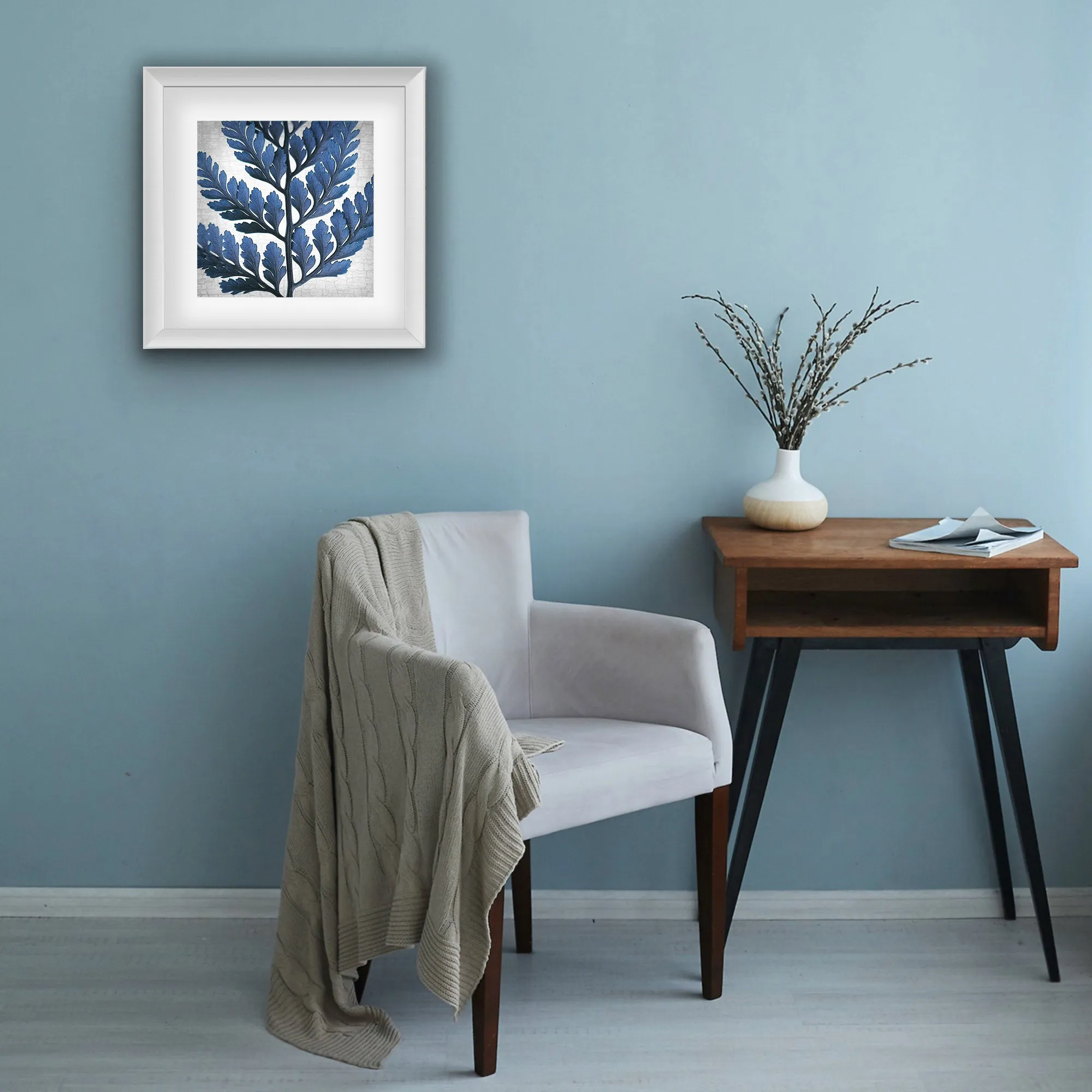 BLUE RABBIT'S FOOT FERN - Fine Art Print, Botanical Blueprint