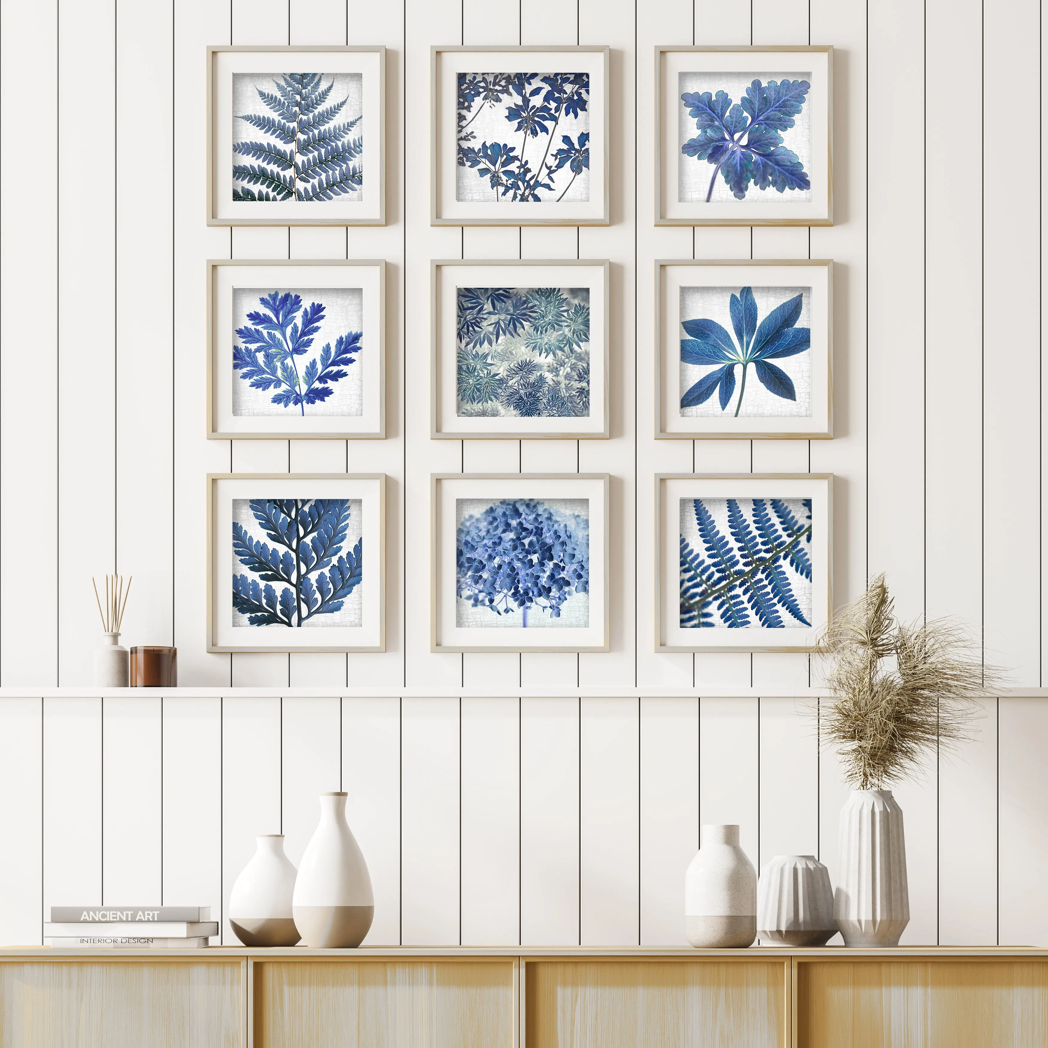 BLUE RABBIT'S FOOT FERN - Fine Art Print, Botanical Blueprint