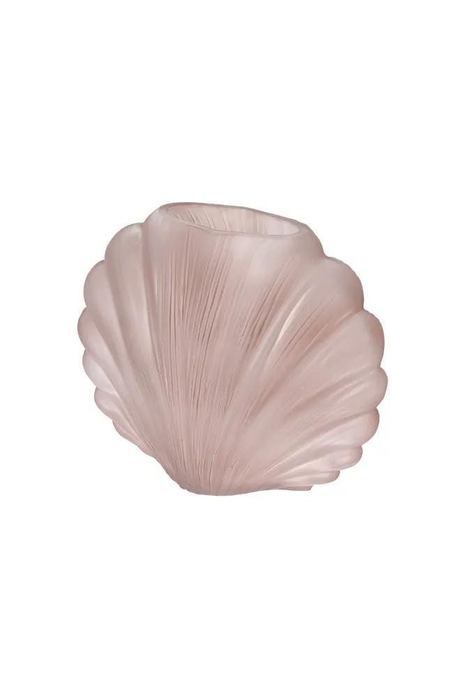 Blush Pink Frosted Glass Shell Vase