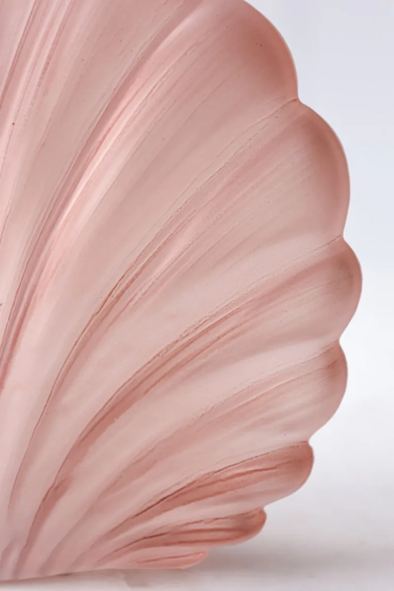 Blush Pink Frosted Glass Shell Vase