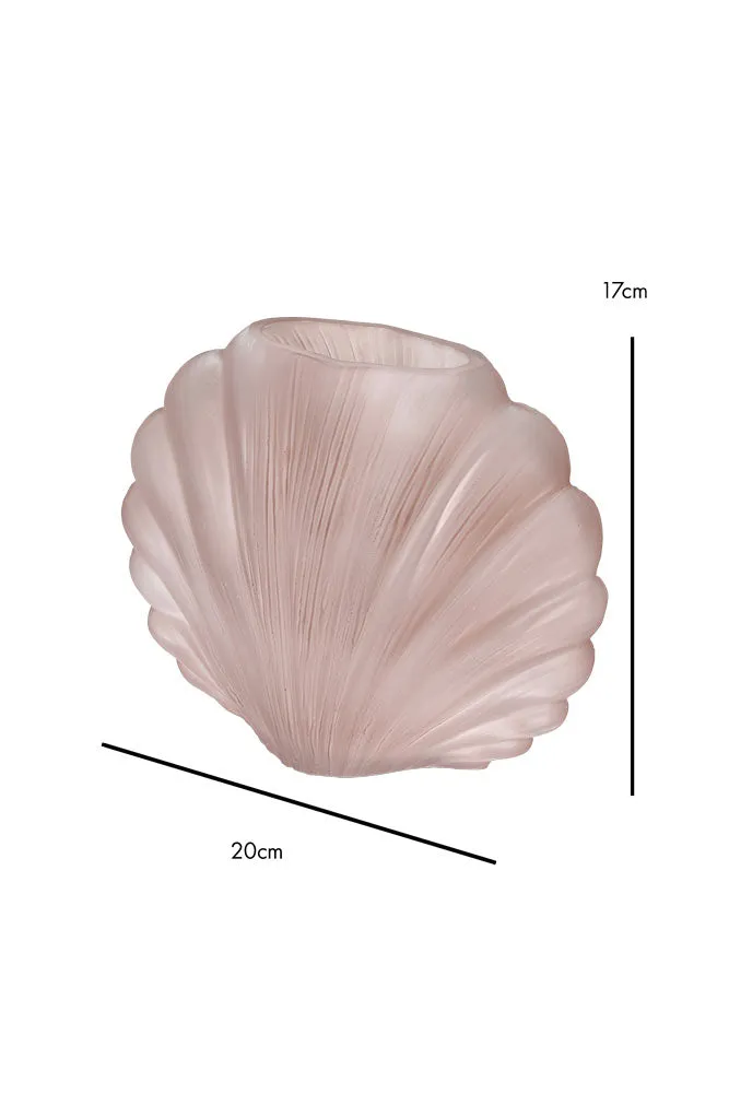 Blush Pink Frosted Glass Shell Vase