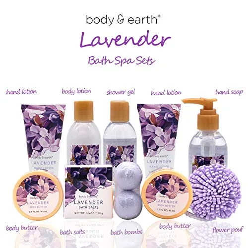 Body and Earth Lavender Scented Bath Spa Gift Set 11 Pieces