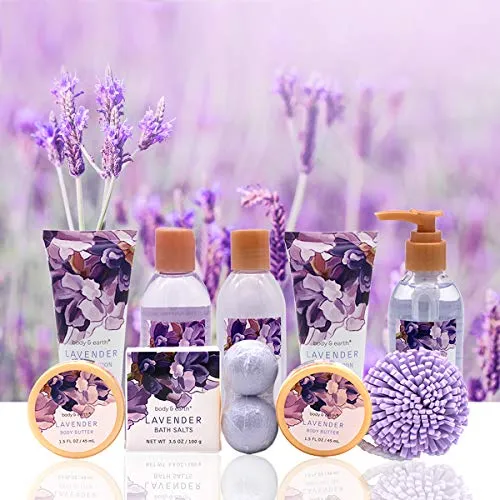 Body and Earth Lavender Scented Bath Spa Gift Set 11 Pieces