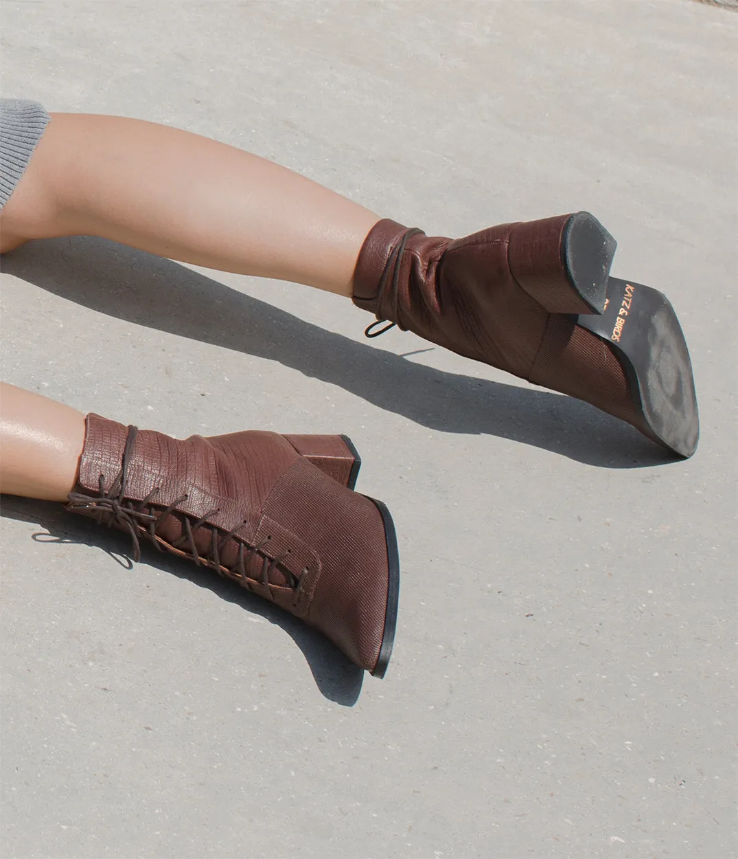 Brown Leather Boots- Koniak