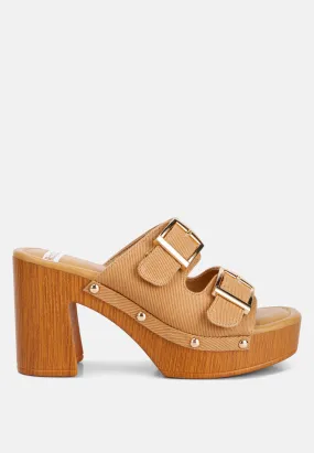 Buckle Straps High Block Heel Clogs By Ruw