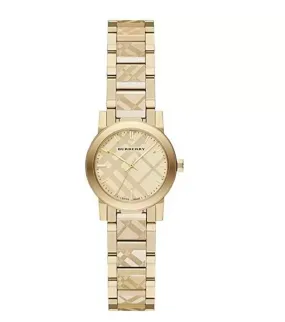 Burberry BU9234 Ladies The City Engraved Check Gold 26mm Watch