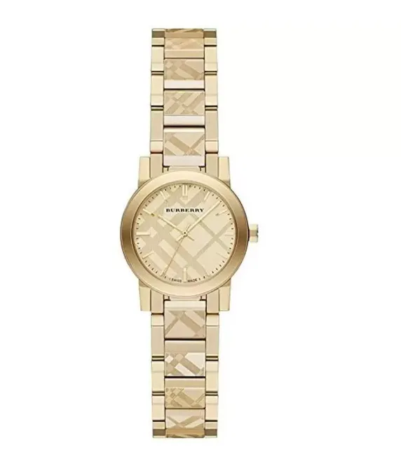 Burberry BU9234 Ladies The City Engraved Check Gold 26mm Watch