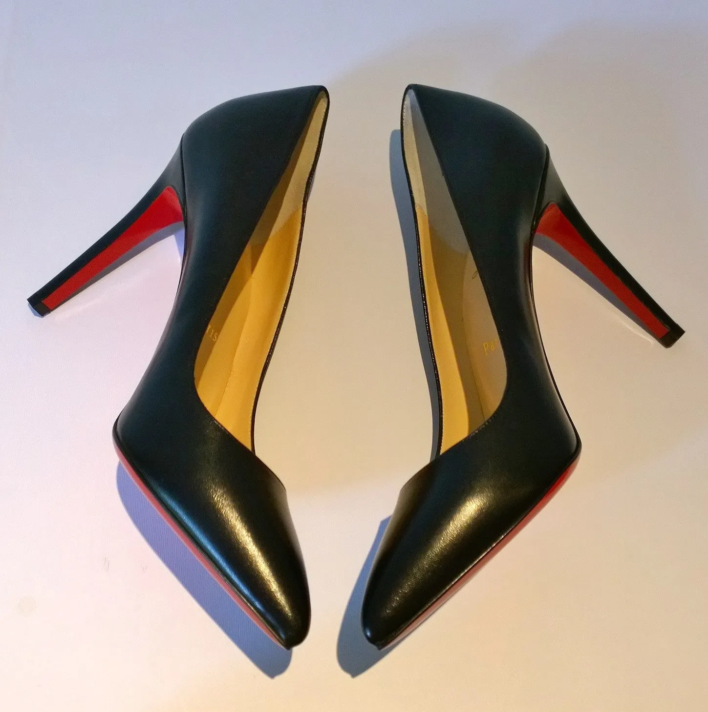 Christian Louboutin Pigalle 100 Black Leather Heels Sale New Shoes