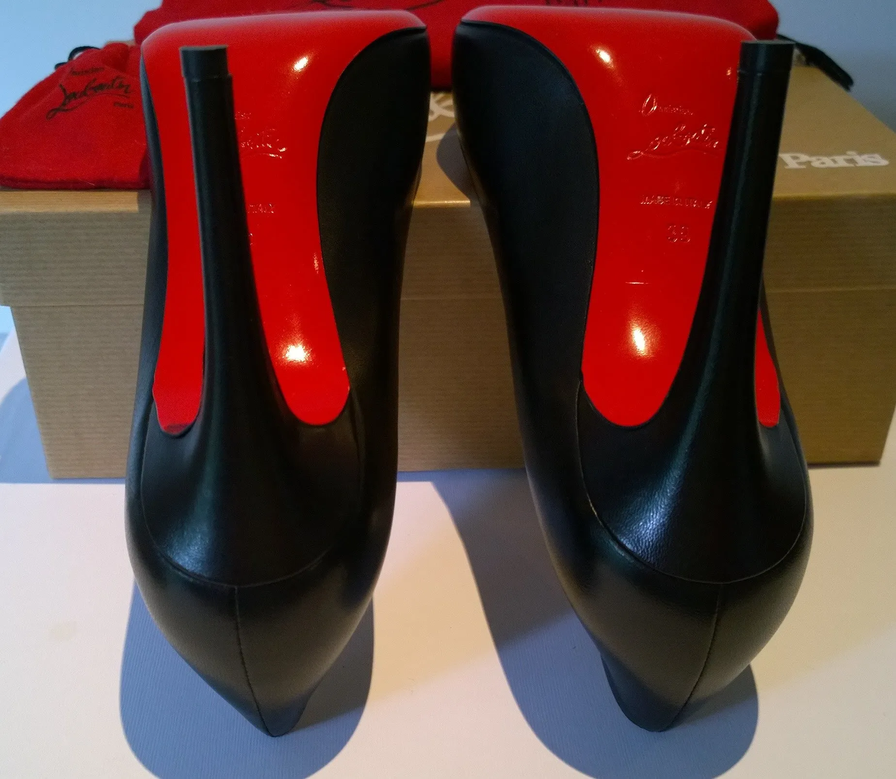 Christian Louboutin Pigalle 100 Black Leather Heels Sale New Shoes