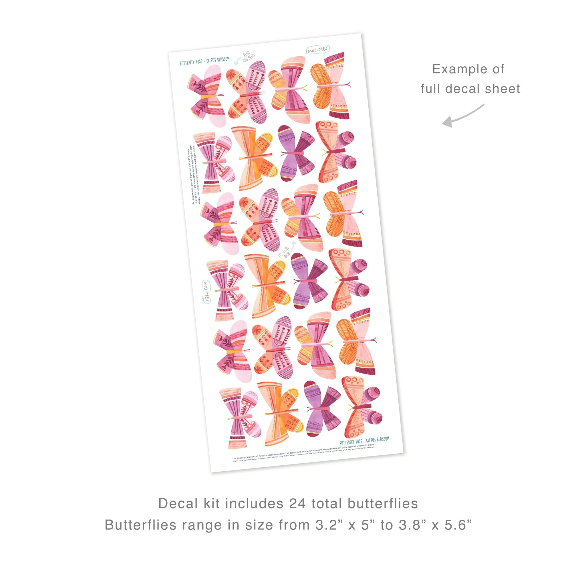 Citrus Blossom Butterfly Toss Wall Decal Set