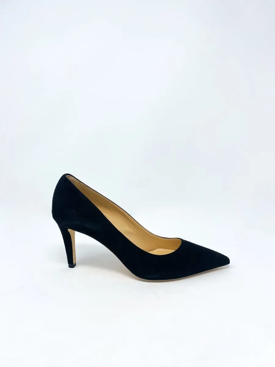 Classic Pointed Toe Pump in Black Suede