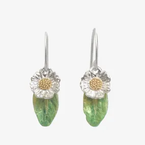 Daisy Flower & Leaf Earrings