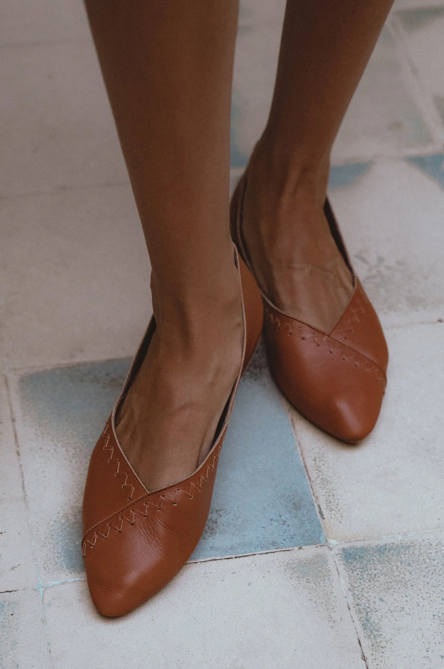 Elle Pointy Toe Leather Ballet Flats (Sz. 11.5)