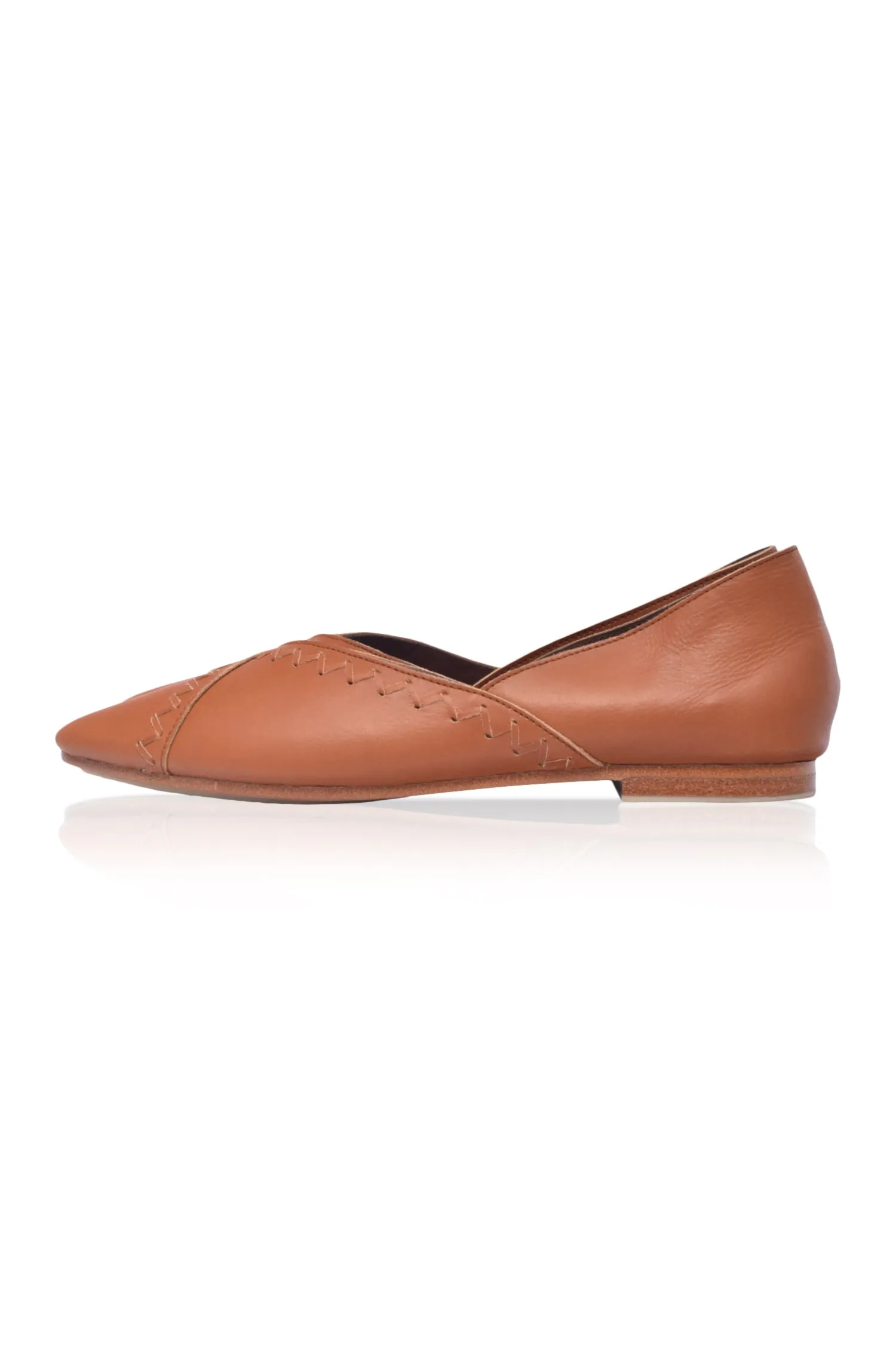 Elle Pointy Toe Leather Ballet Flats (Sz. 11.5)