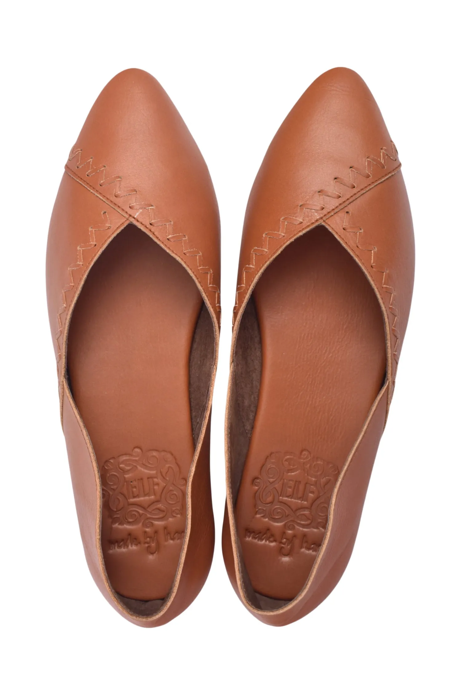 Elle Pointy Toe Leather Ballet Flats (Sz. 11.5)