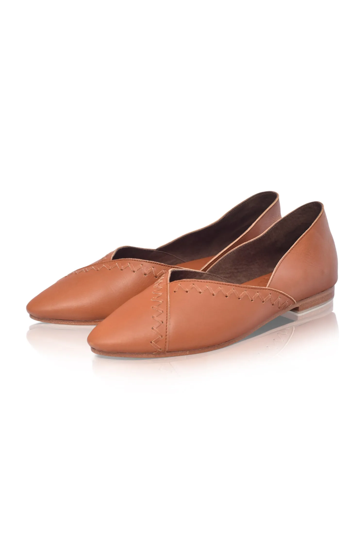 Elle Pointy Toe Leather Ballet Flats (Sz. 11.5)