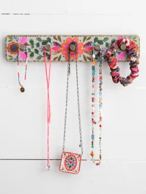 Floral Wall Hook Rack - Pink Flower