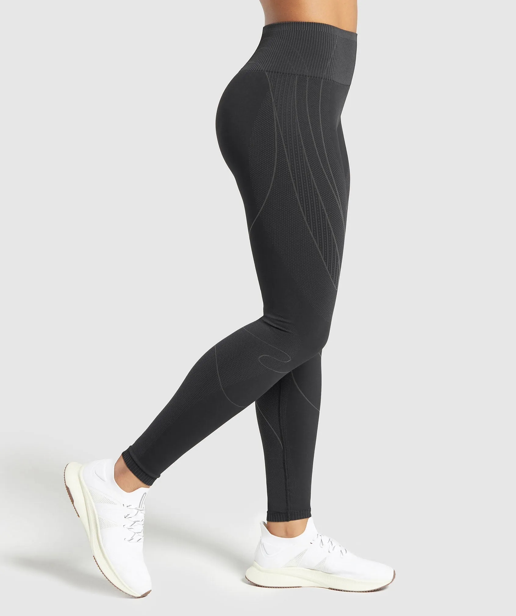 Gymshark Contour Heart Seamless Leggings - Black/Asphalt Grey