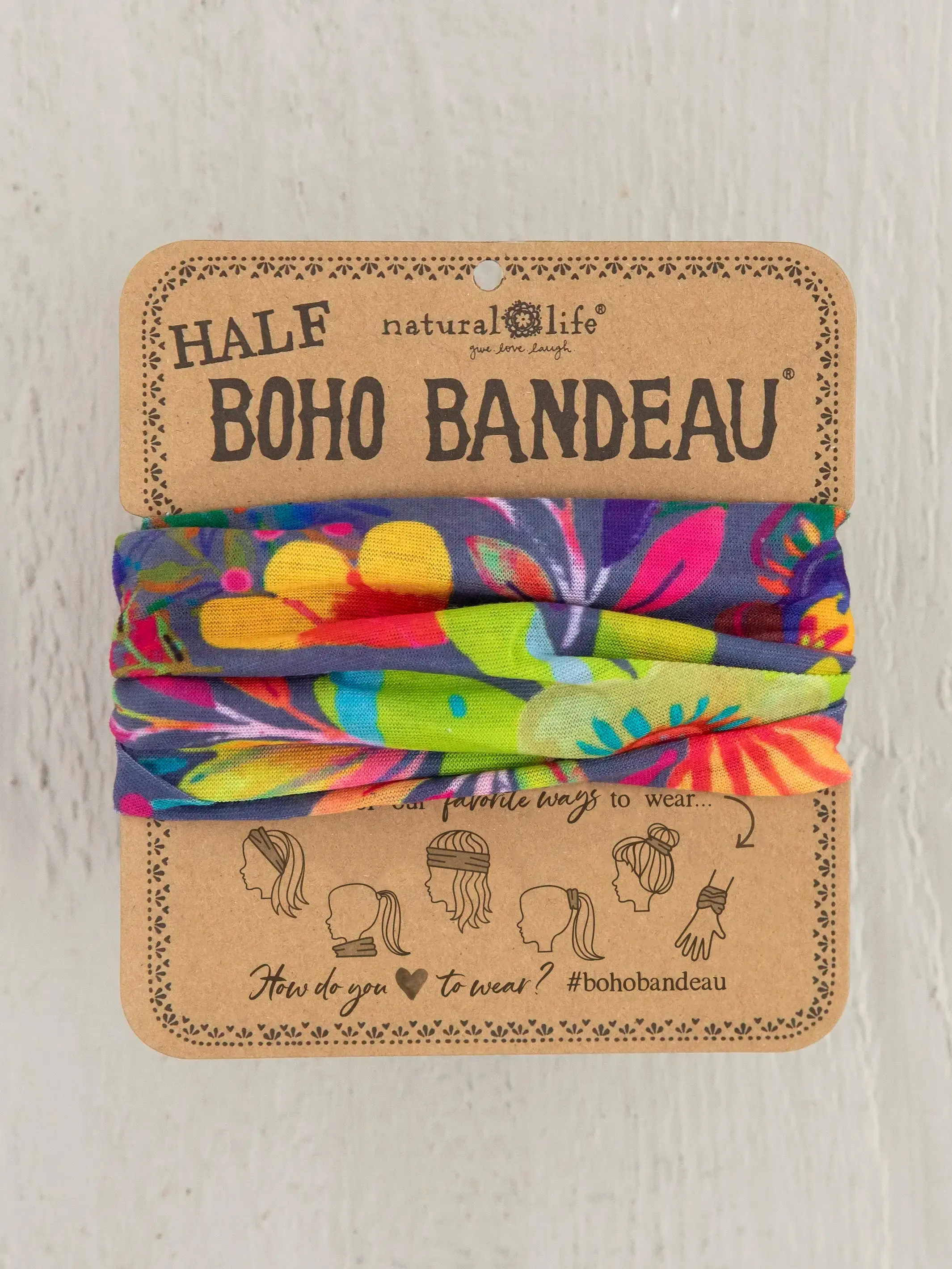 Half Boho Bandeau® Headband - Charcoal Flower