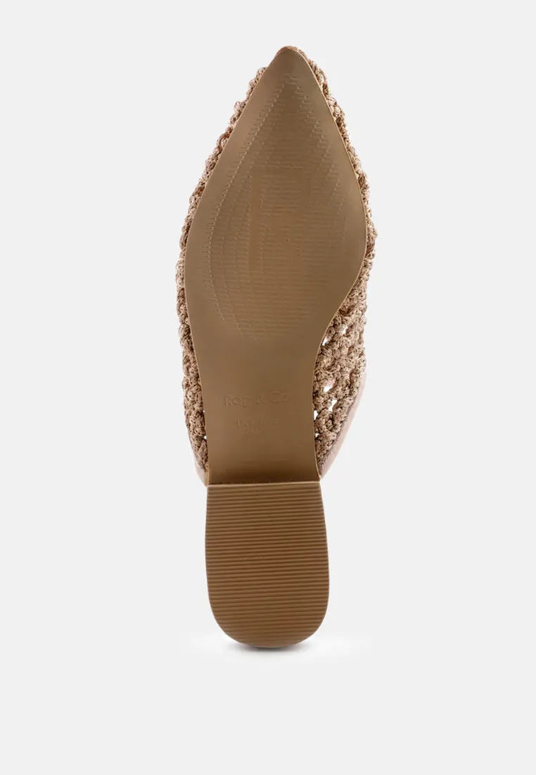 MELANIE Gold Tassels Embellished Woven Flat Mules