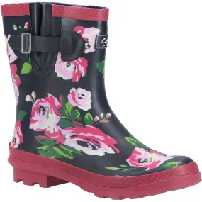 Paxford Elasticated Mid Calf Wellingtons Black/Flower