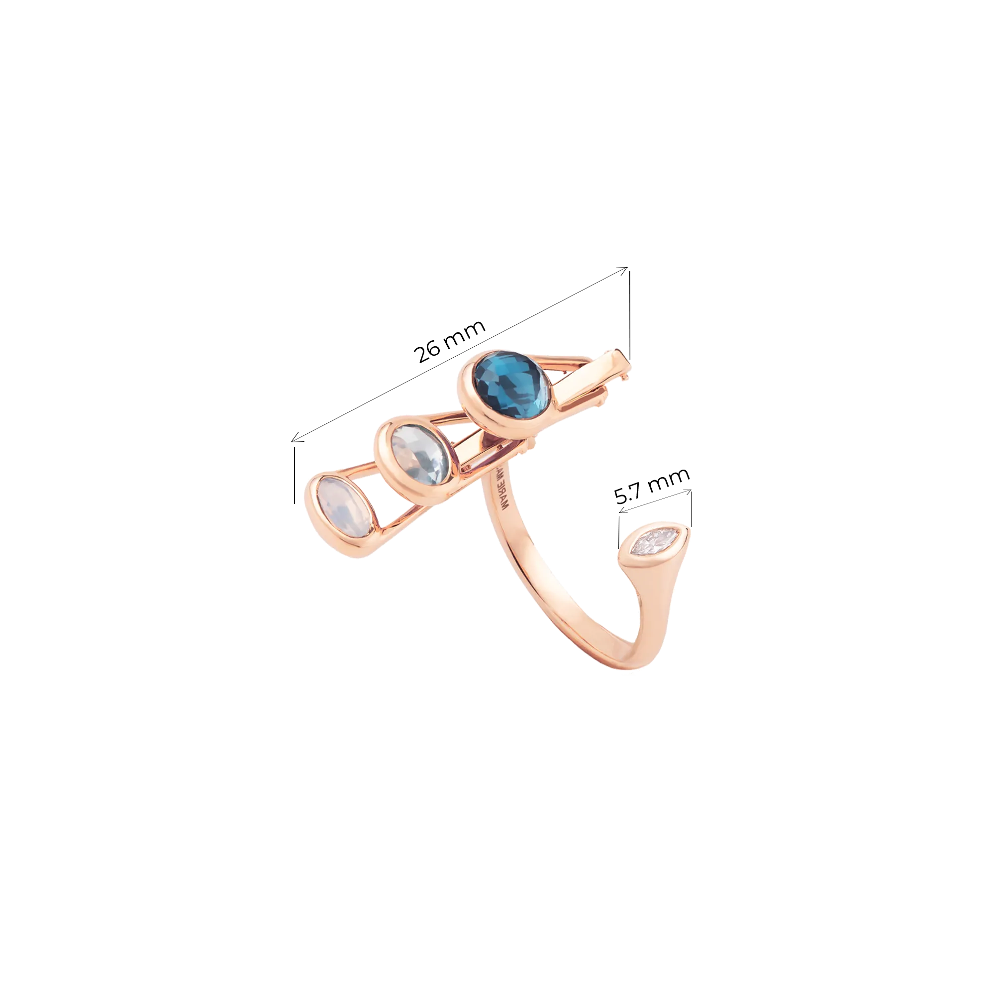 Petite Dancing Open Ring | Amethyst and Topaz