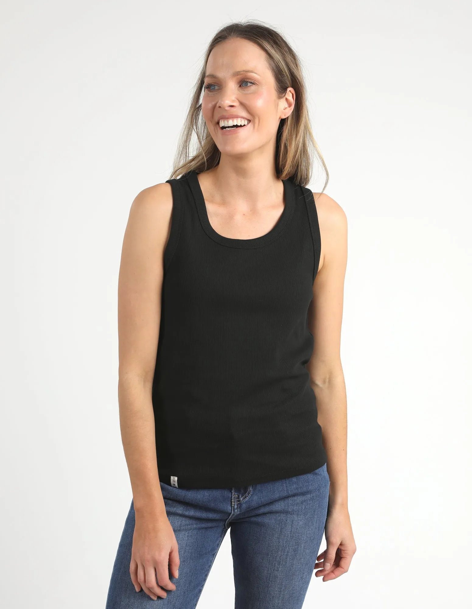 Rib Crew Tank Black