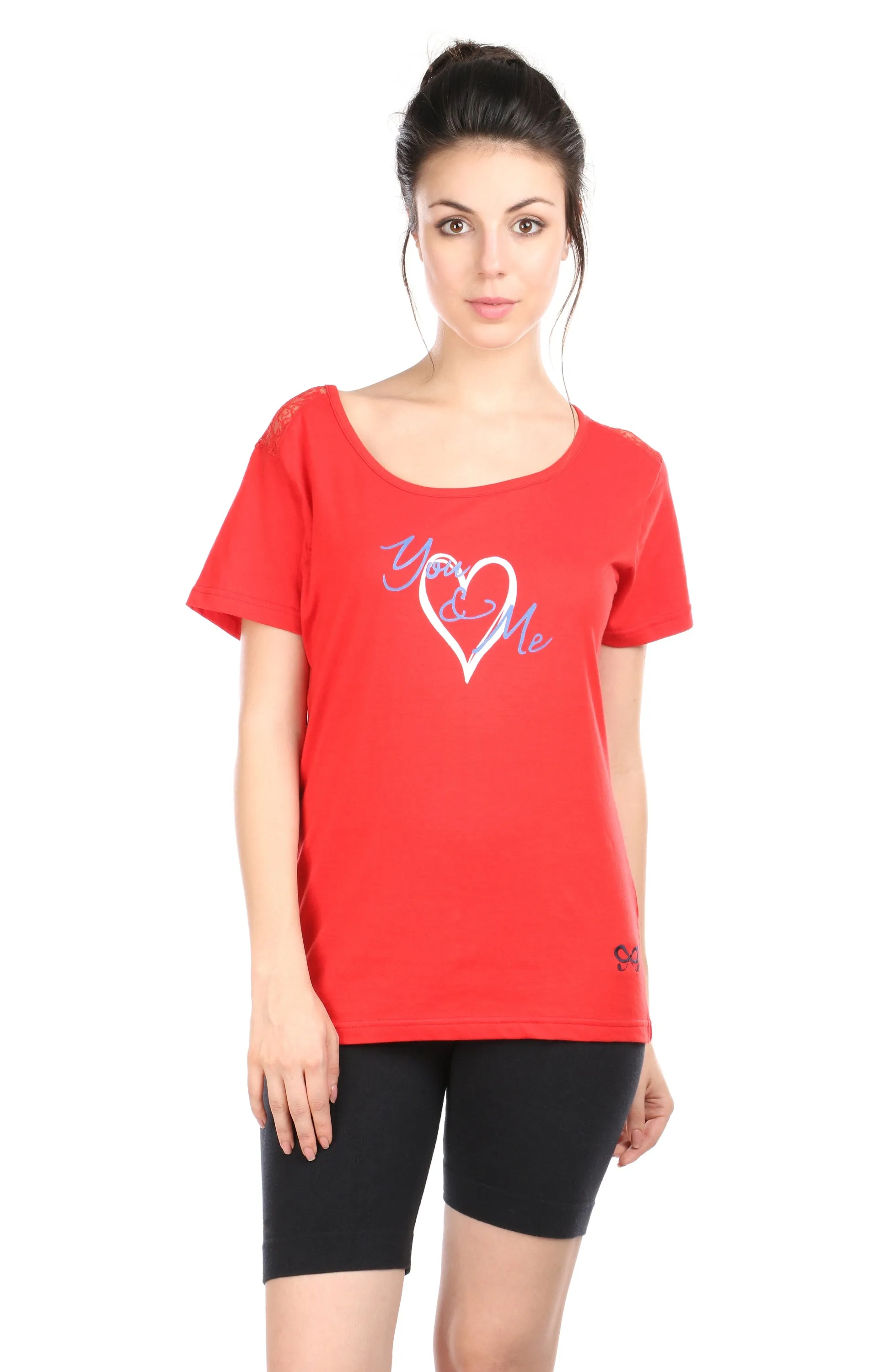 Semantic Women's Cotton T-Shirt - Love You Me Print (Slim Fit)