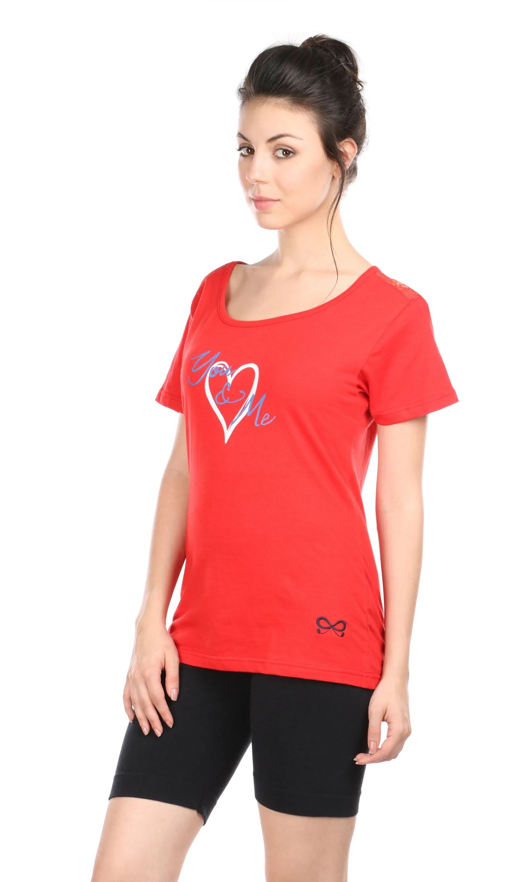 Semantic Women's Cotton T-Shirt - Love You Me Print (Slim Fit)