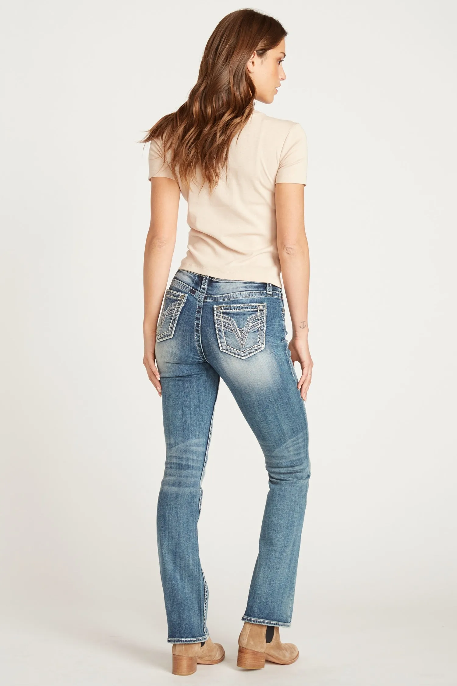 STELLA V STITCH BOOT CUT - MEDIUM WASH