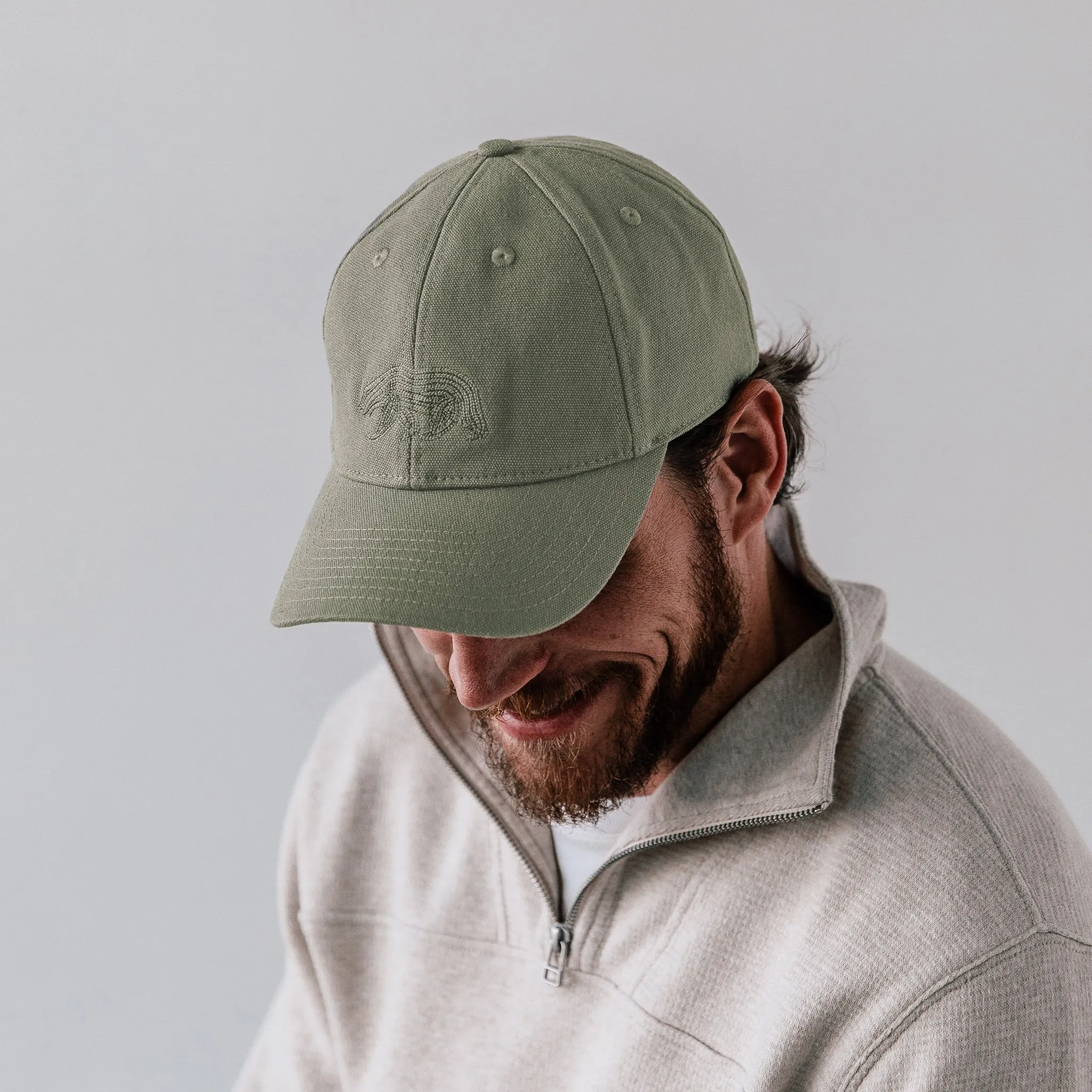 The Canvas Cap in Olive Embroidered Bear