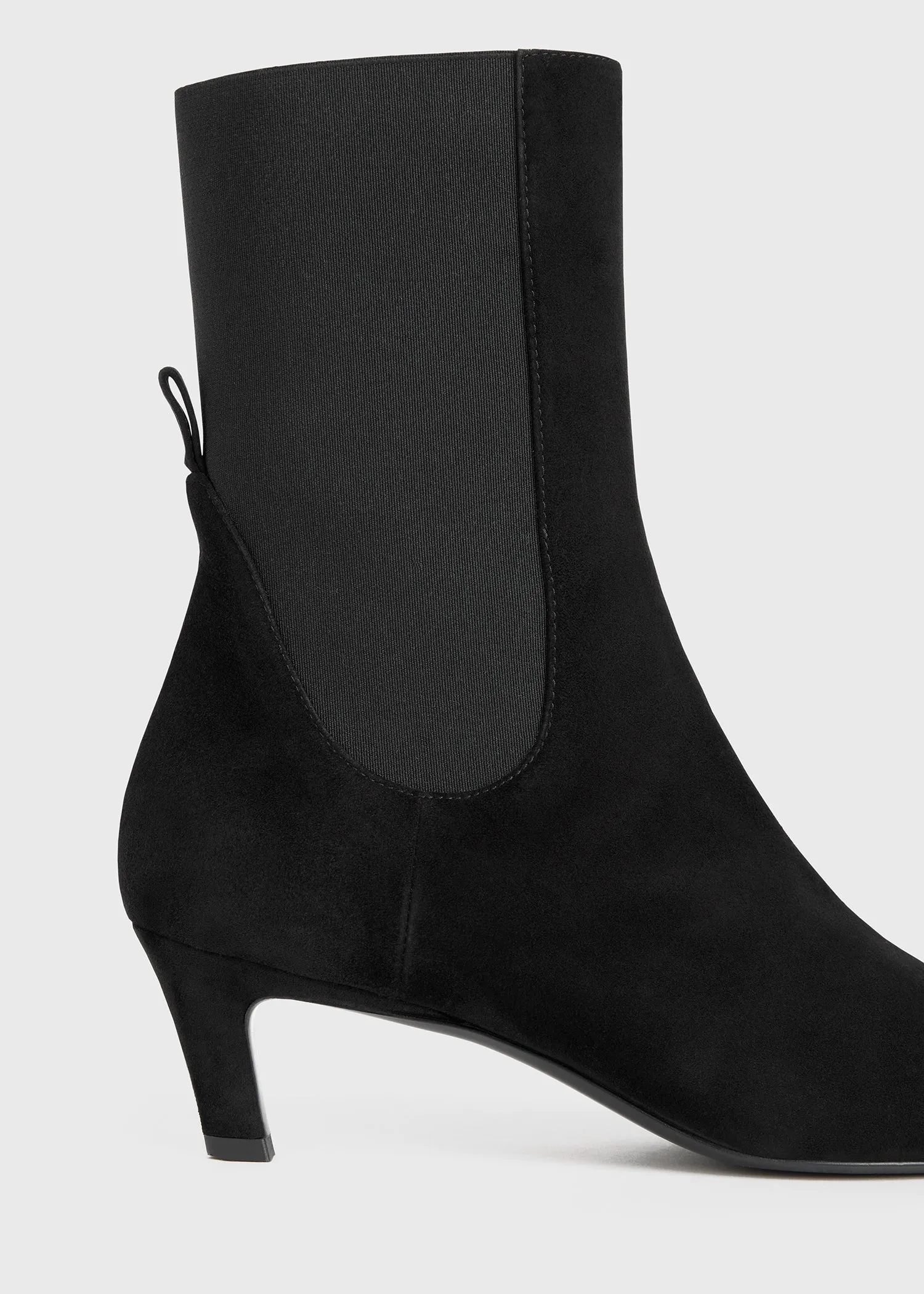 The Mid Heel Suede Boot black