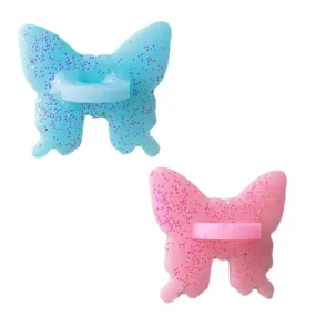 Variety 2 Pack - Pink, Blue Glitter Butterfly Stick-On Hook