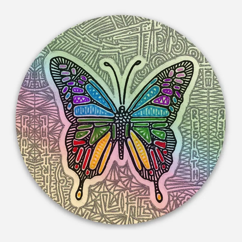 Vinyl Stickers (Holographic) - Butterfly & Hummingbird